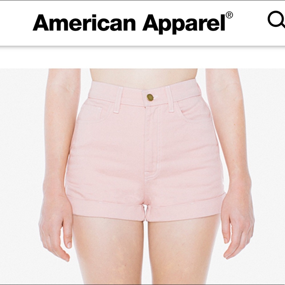 American Apparel Denim High Waist Shorts Pink